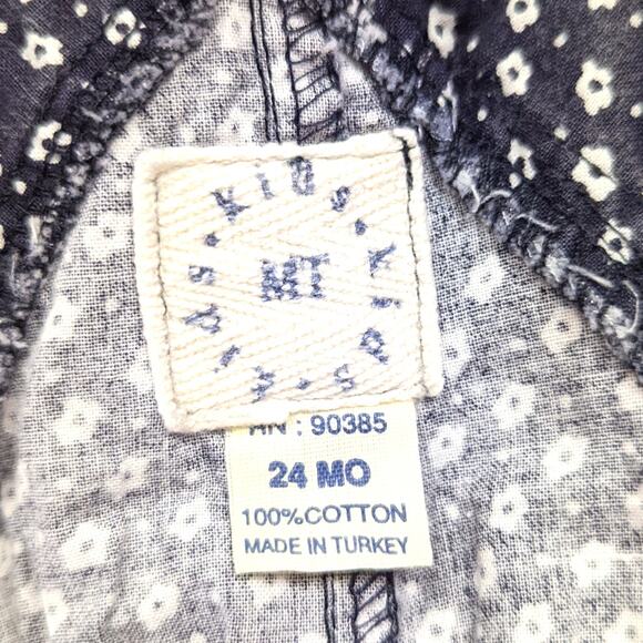 Vintage Kids Kids Overalls Girls Size 24m Navy Floral - Picture 4 of 4